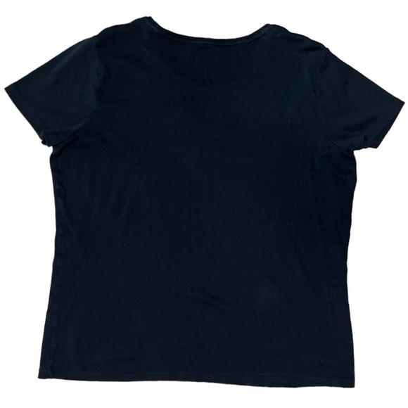 St John's Bay Super Black Essential Tee Short Sleeve Ribbed Crewneck XL Cotton - Picture 3 of 6